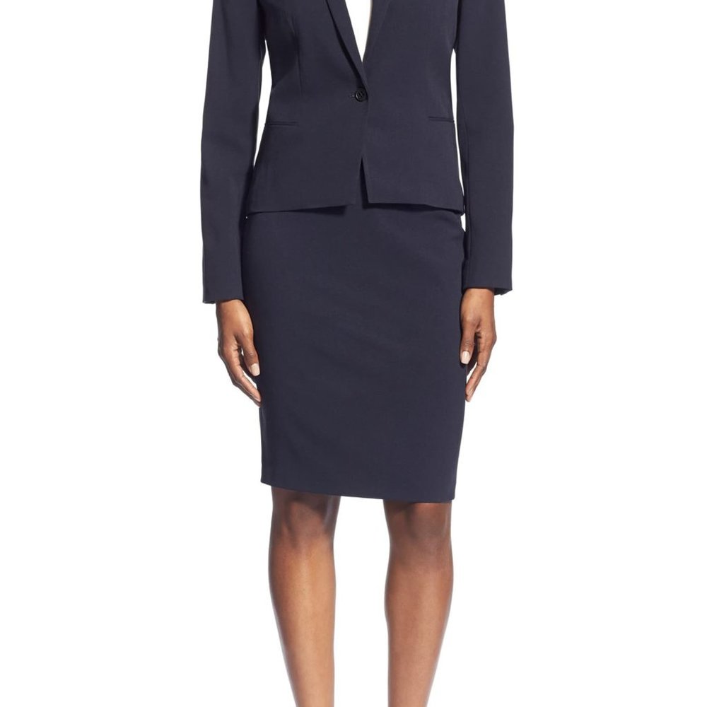 Tahari navy skirt suit